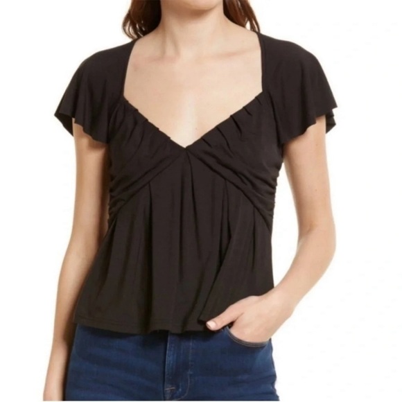 NWT FRAME shirred flounce top - Picture 1 of 6
